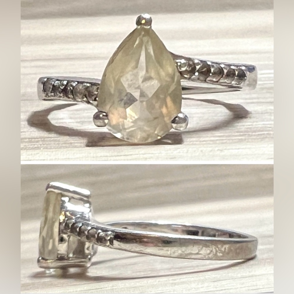Designer TGGC Sterling Silver Prasiolite & White Topaz Ring, Size 8.75, 3.1g